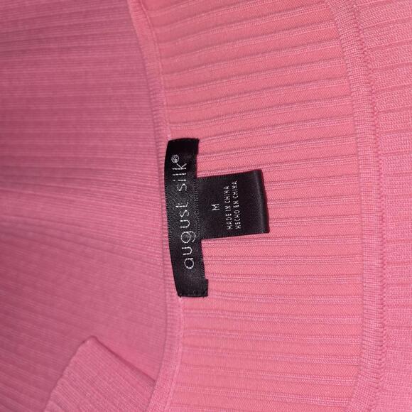 August Silk Vintage Ribbed Knit Womens 3/4 Sleeve Top Blouse Light Pink M - Picture 7 of 7